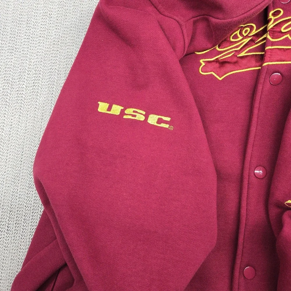 USC Trojans Varsity Jacket Mens 2XL  XXL Red NCAA Football Snap Front Embroider